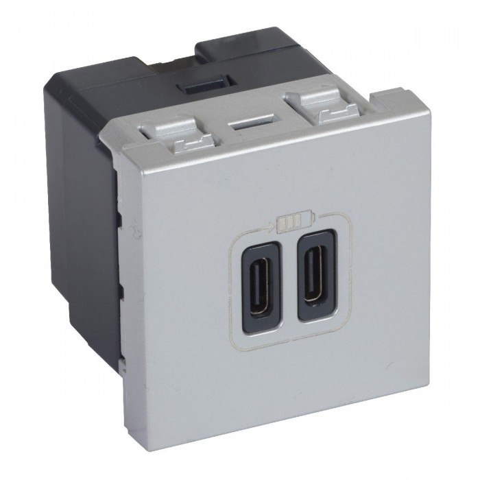 Πρίζα Φόρτισης USB Διπλή TypeC+C 2 Στοιχείων Αλουμίνιο Mosaic™ 079390 LEGRAND