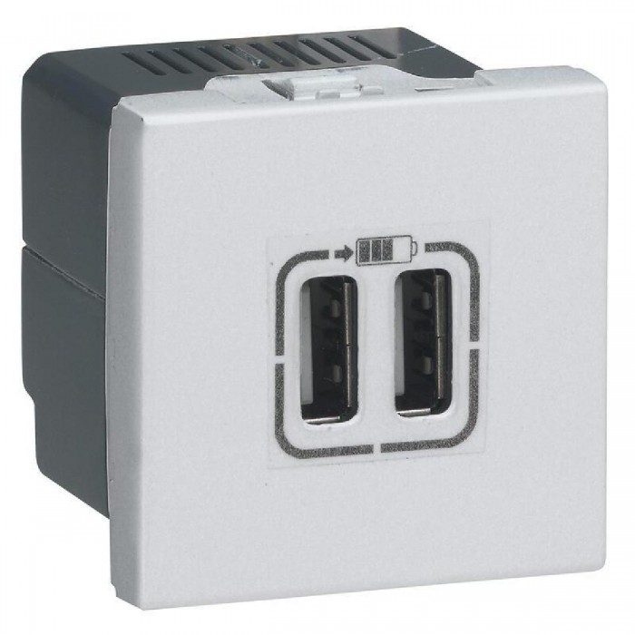 Πρίζα Φόρτισης USB Διπλή TypeA+A 2 Στοιχείων Αλουμίνιο Mosaic™ 079394 LEGRAND