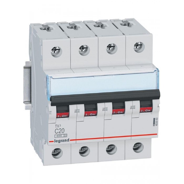 Αυτόματη Ασφάλεια 4P C 6A 6kA TX3 403558 LEGRAND