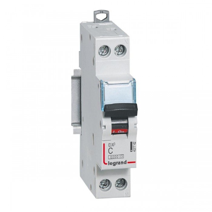 Αυτόματη Ασφάλεια 1P+N C 20A 6kA 1 Στοιχείου DX3 407743 LEGRAND