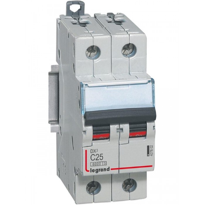 Αυτόματη Ασφάλεια 2Ρ C 20A 6kA DX3 407801 LEGRAND
