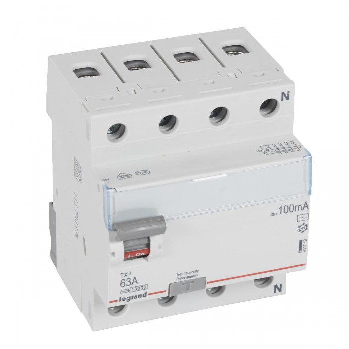 Ρελέ Διαρροής AC 4P 63A 100mA 411719 LEGRAND