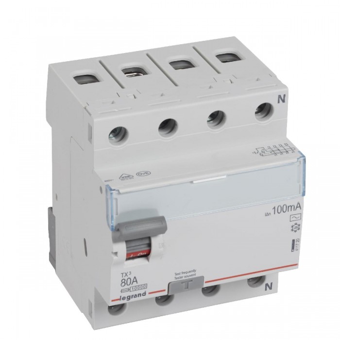 Ρελέ Διαρροής AC 4P 80A 100mA 411720 LEGRAND