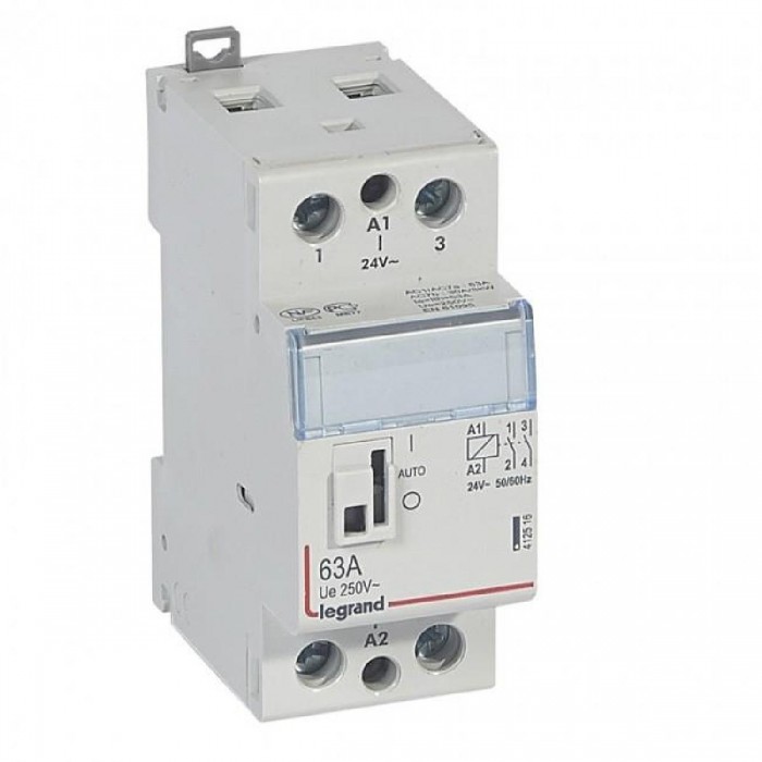 Ρελέ Ισχύος Ράγας 2P 63A 2NO 24VAC Με Χειρισμό 412516 LEGRAND