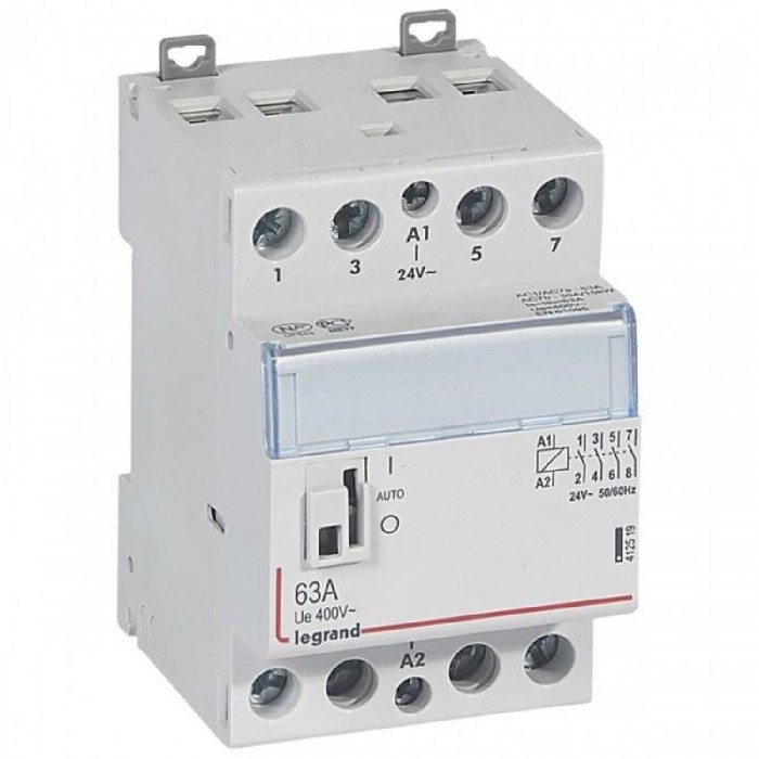 Ρελέ Ισχύος Ράγας 4P 63A 4NO 24VAC Με Χειρισμό 412519 LEGRAND