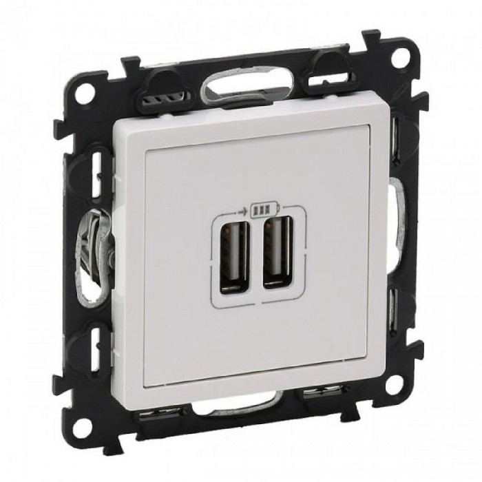 Πρίζα USB Διπλή Φόρτισης Συσκευών TypeA Λευκή Valena™Life 753112 LEGRAND