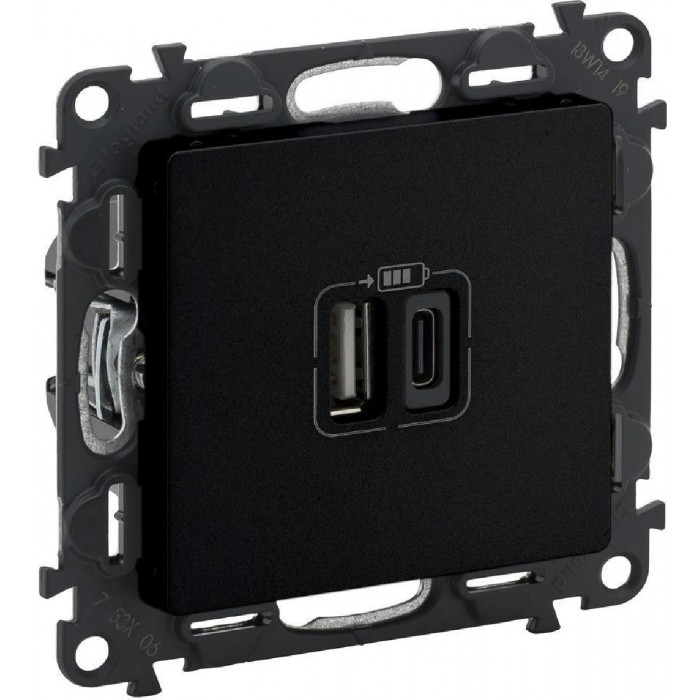 Πρίζα USB Διπλή Φόρτισης Συσκευών TypeA&C Μαύρο Valena™Life 756306 LEGRAND