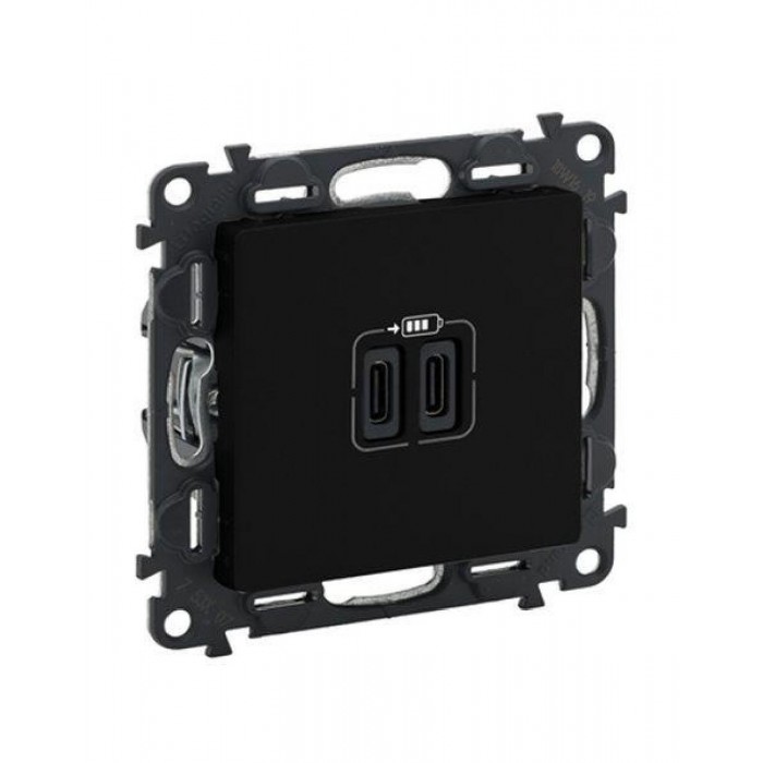 Πρίζα USB Διπλή Φόρτισης Συσκευών TypeC Μαύρο Valena™Life 756307 LEGRAND