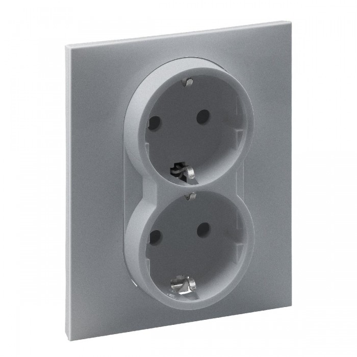 Πρίζα Σούκο Ασφαλείας Διπλή Αλουμίνιο Seano™ 765225 LEGRAND