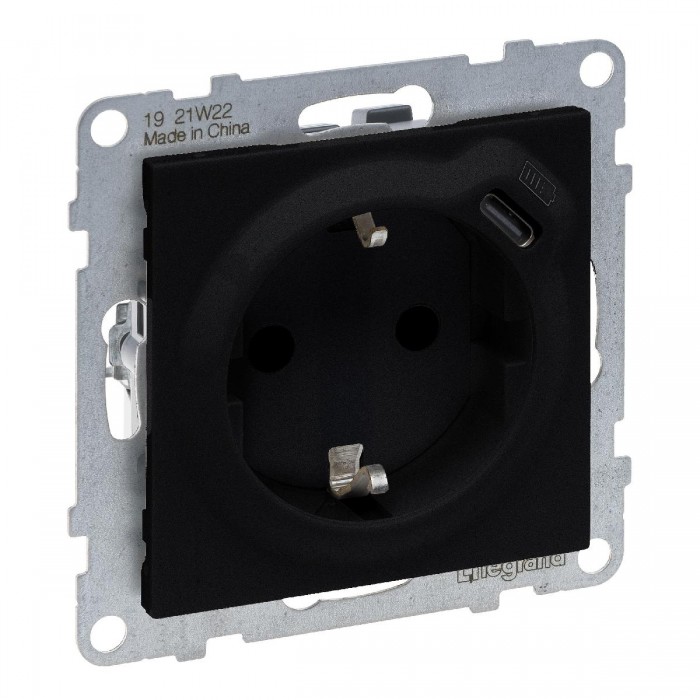 Πρίζα Σούκο Ασφαλείας Και USB C Μαύρο Seano™ 765326 LEGRAND