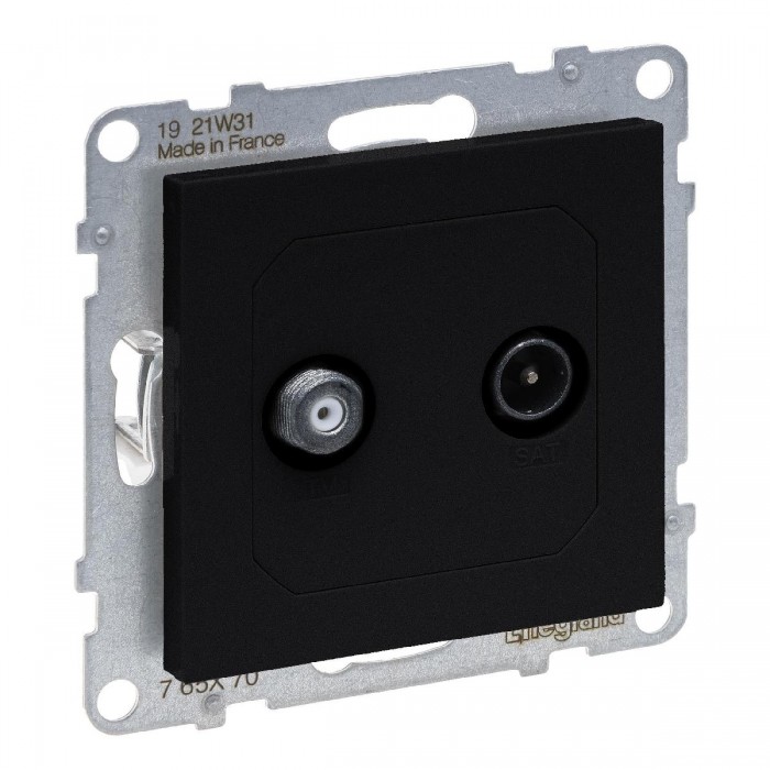 Μηχανισμός Πρίζας TV-SAT Αστέρας Μαύρο Seano™ 765370 LEGRAND