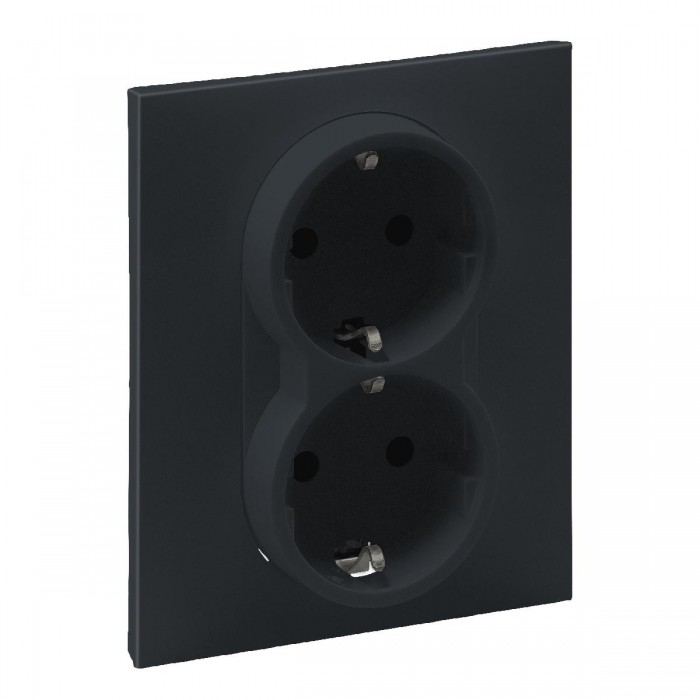 Πρίζα Σούκο Ασφαλείας Διπλή Ανθρακί Seano™ 765425 LEGRAND