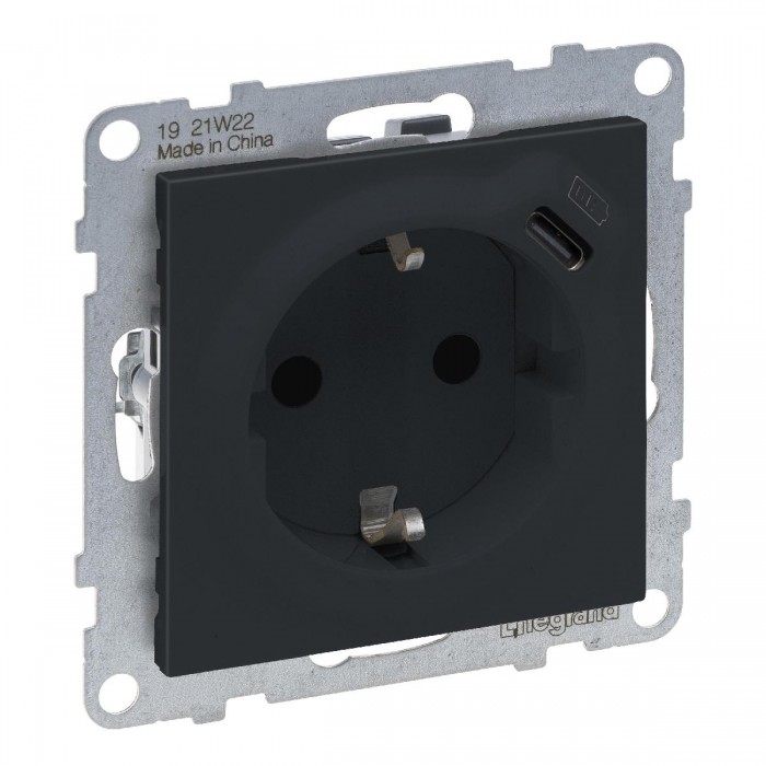 Πρίζα Σούκο Ασφαλείας Και USB C Ανθρακί Seano™ 765426 LEGRAND