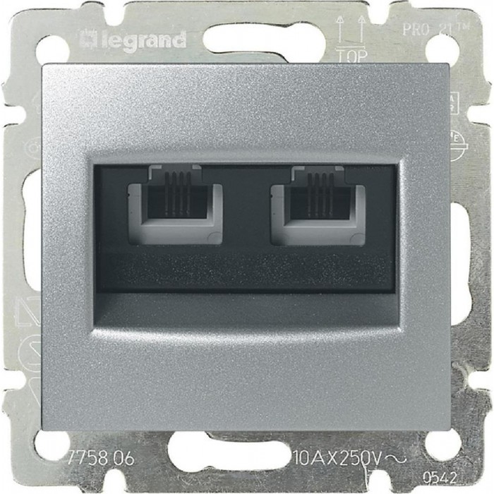 Πρίζα Τηλεφώνου Διπλή RJ11 Αλουμίνιο Valena™ 770139 LEGRAND
