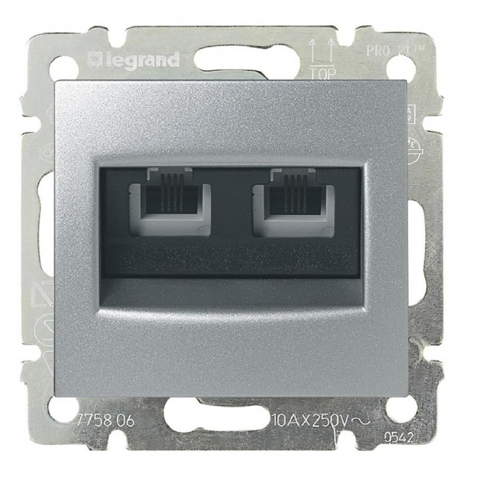 Πρίζα Δικτύου Διπλή RJ45 Cat.6 UTP Αλουμίνιο Valena™ 770247 LEGRAND