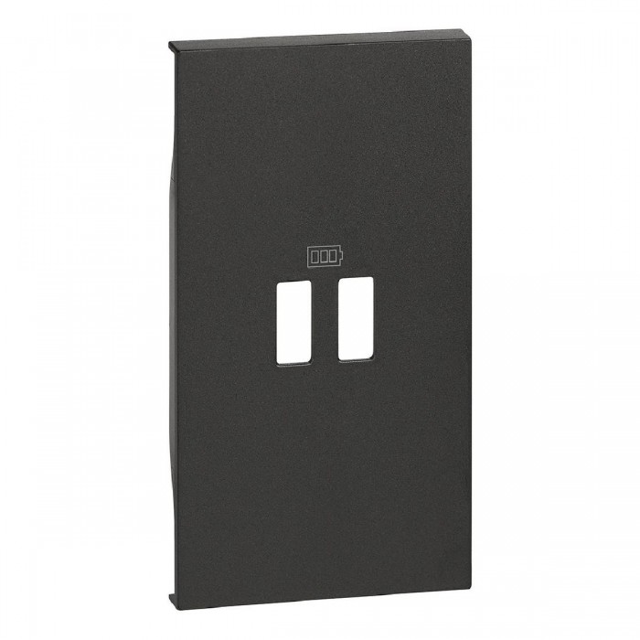 Μετώπη Πρίζας Διπλής USB 2 Στοιχείων Μαύρο KG12C LivingNow BTICINO