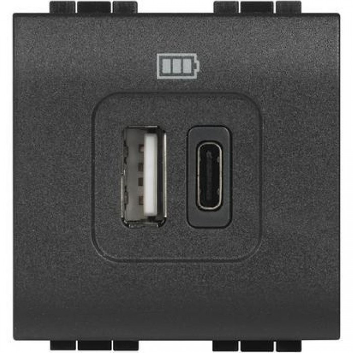 Πρίζα Φόρτισης USB TypeA+C 2 Στοιχείων Γραφίτης L4287C2 BTICINO