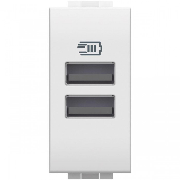 Πρίζα Φόρτισης USB Διπλή TypeΑ+A 1 Στοιχείου Λευκό N4191AA BTICINO