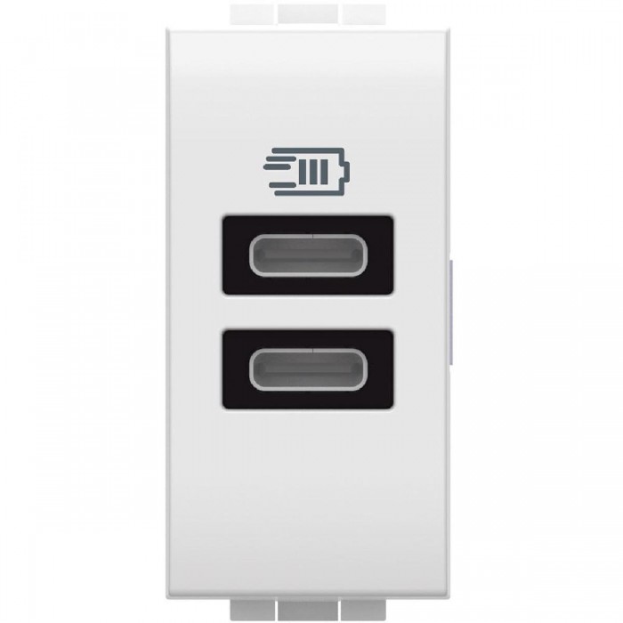 Πρίζα Φόρτισης USB Διπλή TypeC+C 1 Στοιχείου Λευκό N4191CC BTICINO