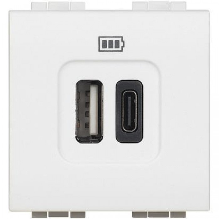 Πρίζα Φόρτισης USB TypeA+C 2 Στοιχείων Λευκό N4287C2 BTICINO