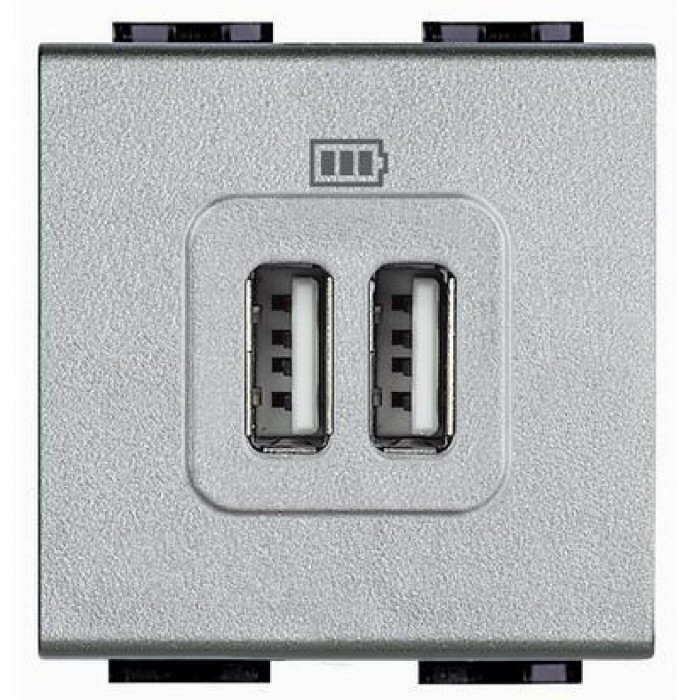Πρίζα Φόρτισης USB TypeA+A 2 Στοιχείων Αλουμίνιο NT4285C2 BTICINO