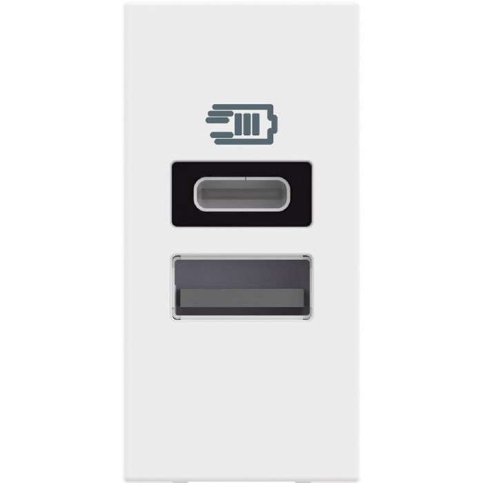 Πρίζα Φόρτισης USB Διπλή TypeA+C 1 Στοιχείου Λευκό RW4191AC BTICINO
