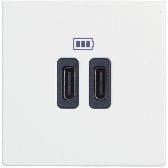 Πρίζα Φόρτισης USB Διπλή TypeC+C 2 Στοιχείων Λευκό RW4286C2 BTICINO