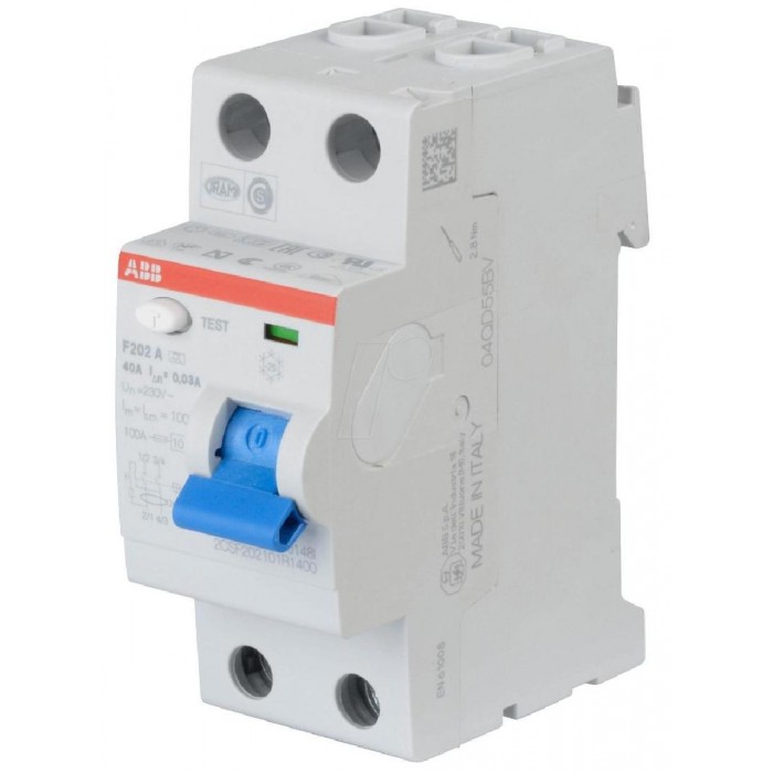 Ρελέ Διαρροής A 2P 40A 30mA F202A-40/0,03 ABB