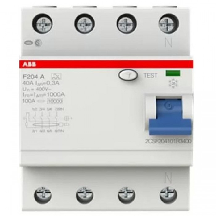 Ρελέ Διαρροής A 4P 80A 100mA F204A-80/0,1 ABB