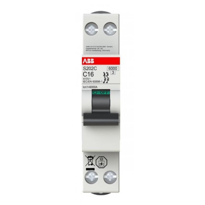Αυτόματη Ασφάλεια 2P C 25A 6kA S202C-C25 ABB