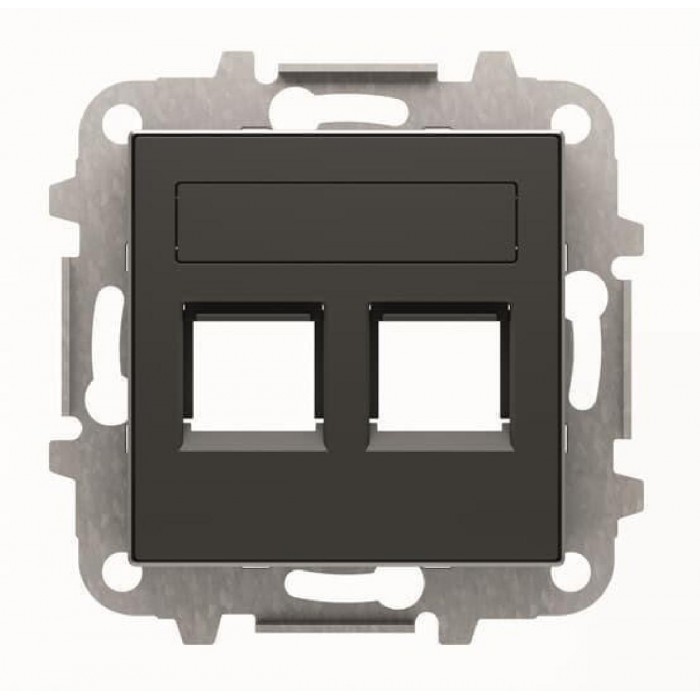 Μετώπη Πρίζας Διπλής Τηλεφώνου ή Data Μαύρο Soft 8518.2NS Sky ABB