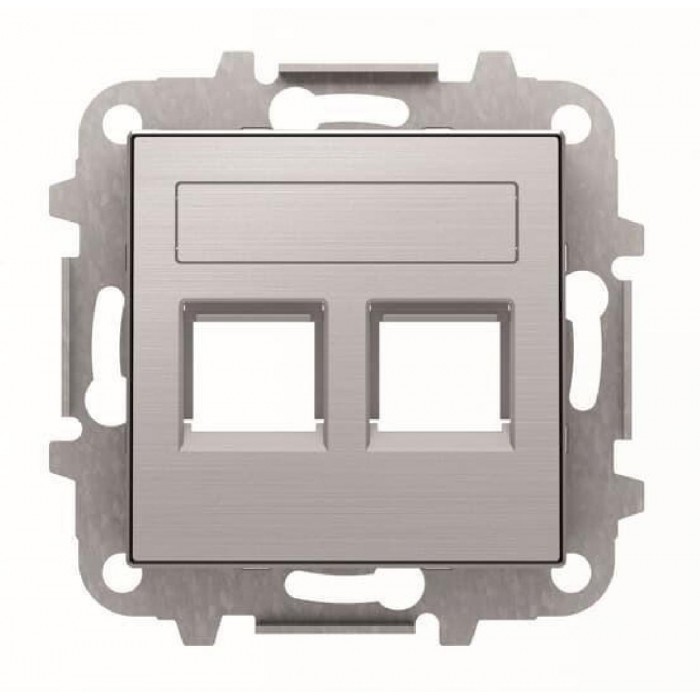 Μετώπη Πρίζας Διπλής Τηλεφώνου ή Data Ατσάλι 8518.2AI Sky ABB