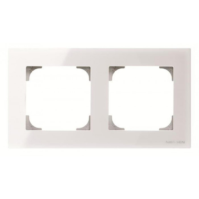 Πλαίσιο 2 Θέσεων Λευκό Γυαλί 8572CB Sky ABB