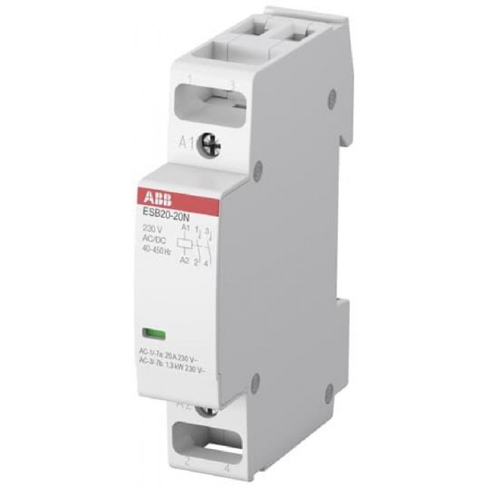 Ρελέ Ισχύος Ράγας 2P 20A 1NO+1NC 230VAC/DC Αθόρυβος ESB20-11N ABB