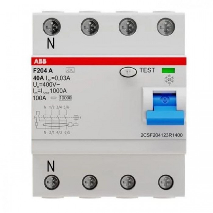 Ρελέ Διαρροής A 4P 80A 30mA F204A-80/0,03-L ABB