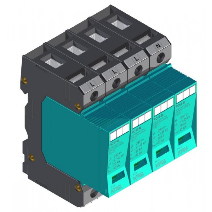 Αντικεραυνικό T1+T2+T3 4P 12,5kA/P Με Αποσπώμενα Φυσίγγια (PO I 4) KIWA