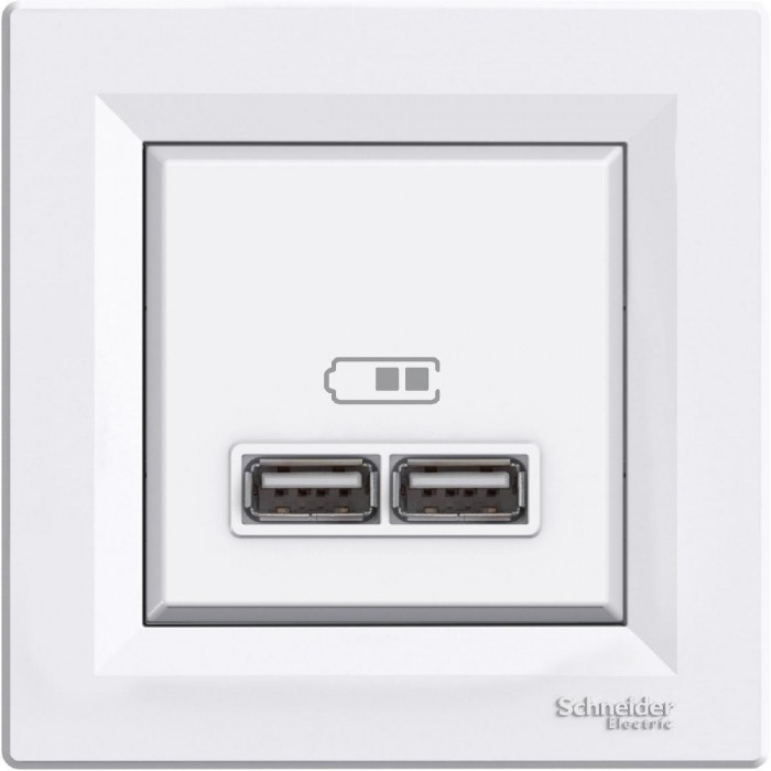 Πρίζα USB Διπλή Φόρτισης Συσκευών Λευκό EPH2700221 ASFORA