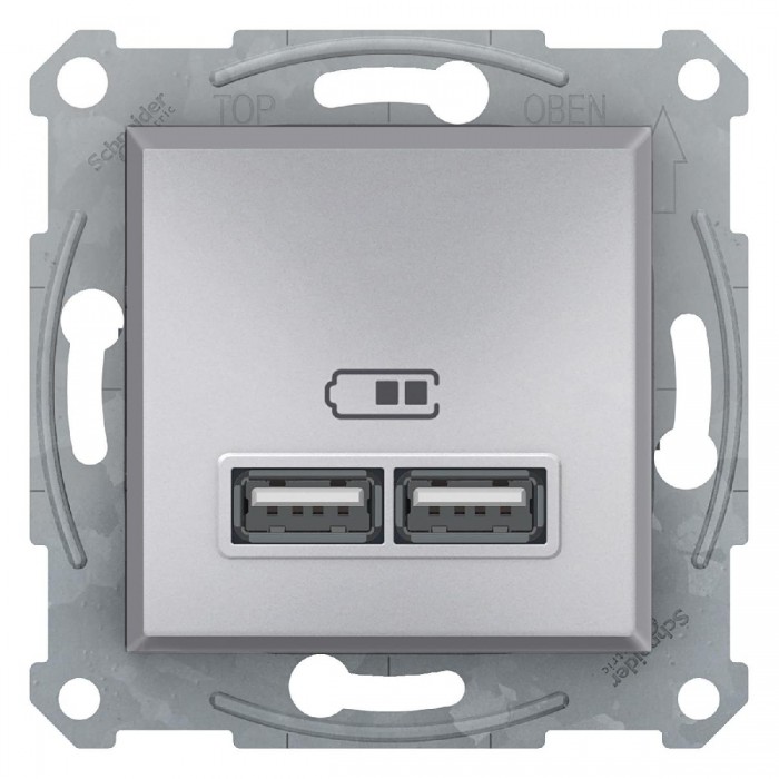 Πρίζα USB Διπλή Φόρτισης Συσκευών Αλουμίνιο EPH2700261 ASFORA