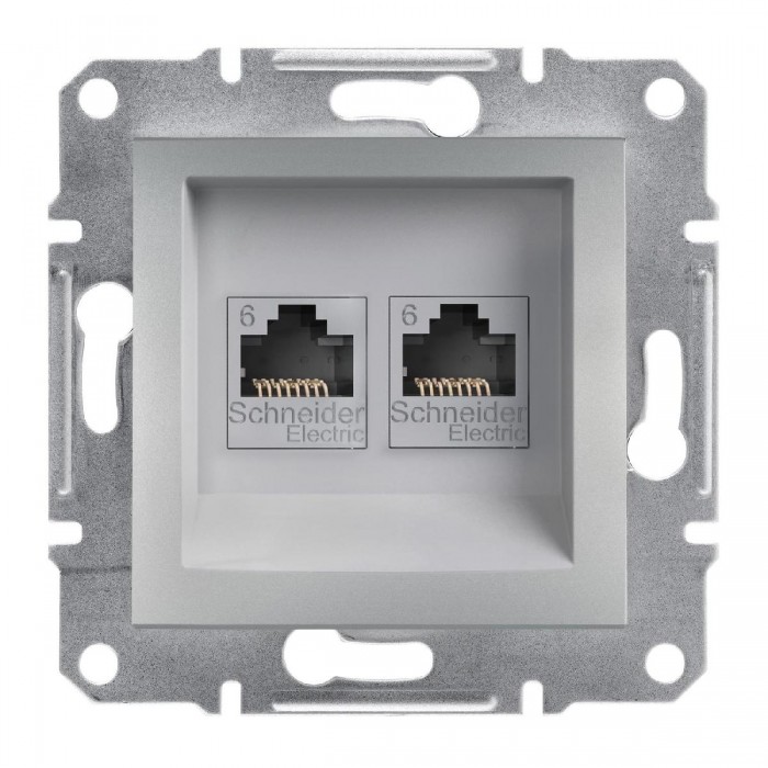 Πρίζα Δικτύου Διπλή RJ45 Cat.6 UTP Αλουμίνιο EPH4800161 ASFORA