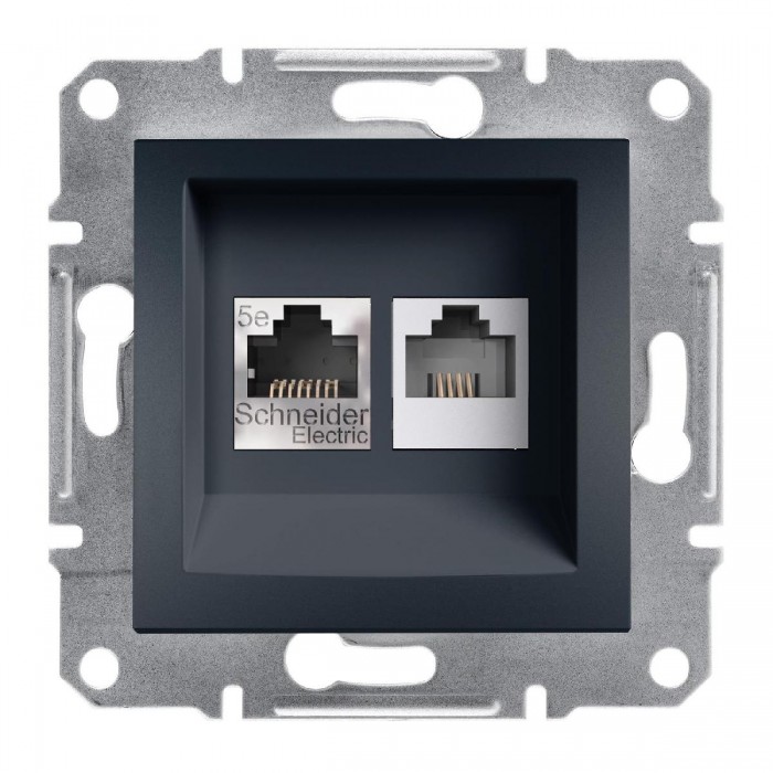 Πρίζα RJ11+RJ45 UTP Cat.5e Ανθρακί EPH4900171 ASFORA