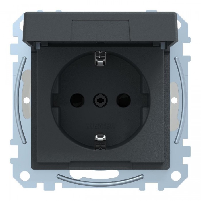 Πρίζα Σούκο Ασφαλείας Με Καπάκι Ανθρακί MEG2310-0414 System-M MERTEN