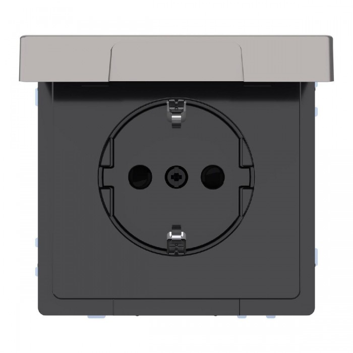 Πρίζα Σούκο Ασφαλείας Με Καπάκι Νίκελ MEG2314-6050 System D MERTEN