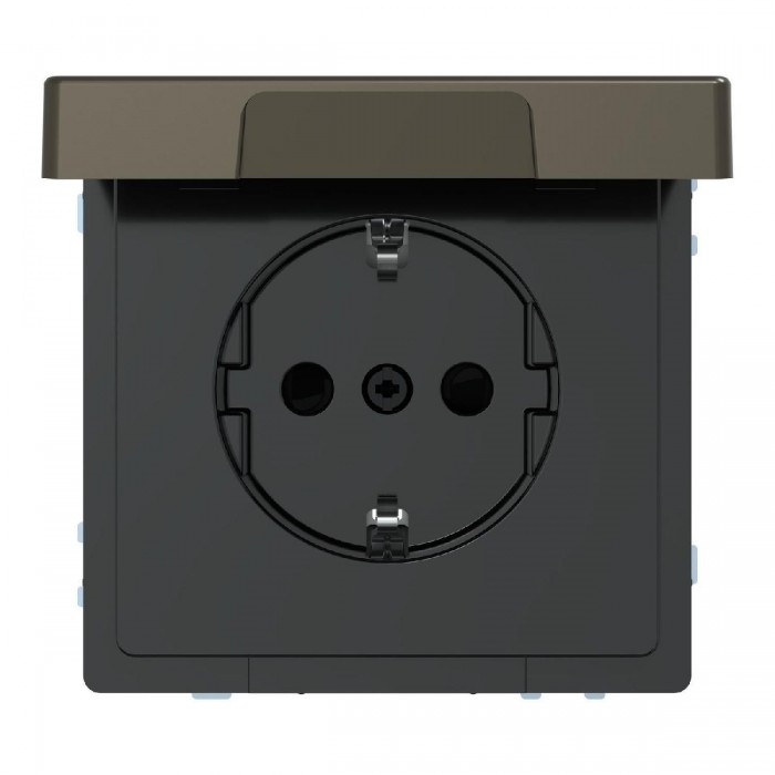 Πρίζα Σούκο Ασφαλείας Με Καπάκι Mocca MEG2314-6052 System D MERTEN