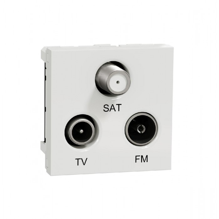 Πριζα TV/FM/SAT Αστέρας 2 Στοιχείων Λευκό NU345018 New Unica
