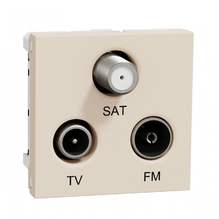 Πριζα TV/FM/SAT Αστέρας 2 Στοιχείων Μπεζ NU345044 New Unica