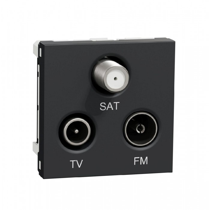 Πριζα TV/FM/SAT Αστέρας 2 Στοιχείων Ανθρακί NU345054 New Unica