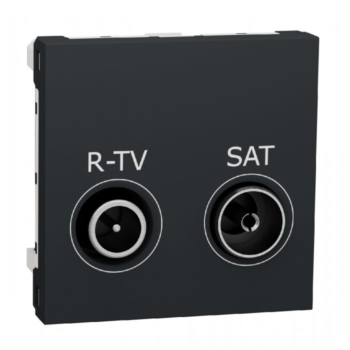 Πριζα TV-FM/SAT Τερματική 2 Στοιχείων Ανθρακί NU345554 New Unica