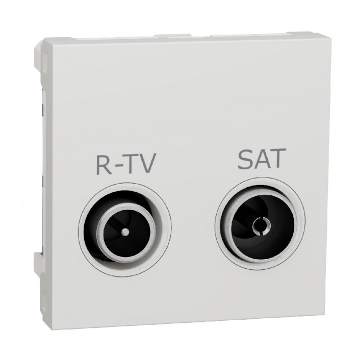 Πριζα TV-FM/SAT Διέλευσης 2 Στοιχείων Λευκό NU345618 New Unica