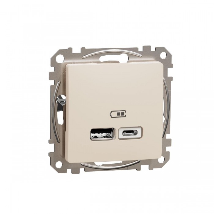 Πρίζα USB Διπλή Φόρτισης Συσκευών TypeA&C Μπεζ SDD112402 Sedna SCHNEIDER ELECTRIC