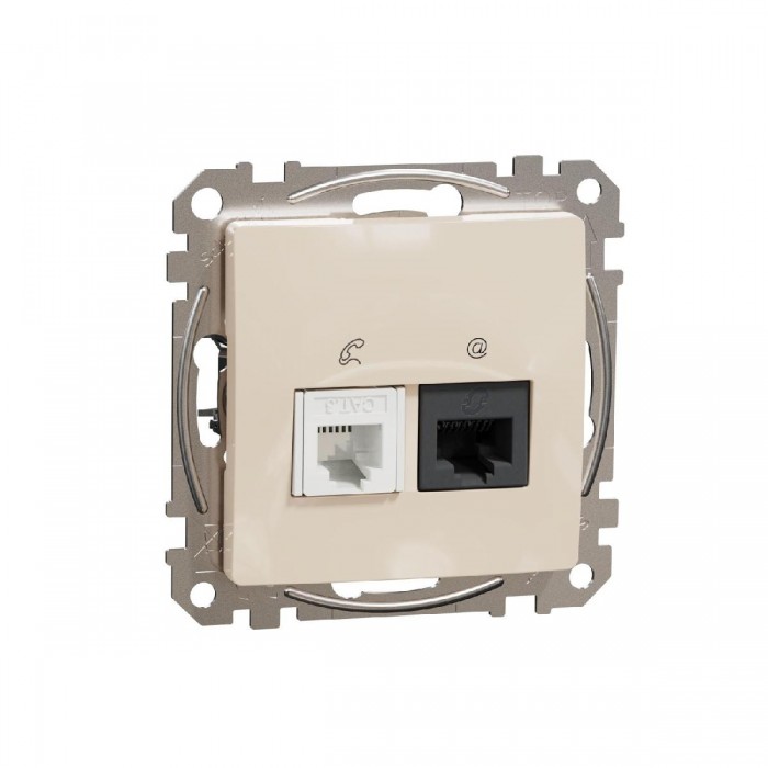 Πρίζα RJ11 Και RJ45 Cat5e Μπεζ SDD112458 Sedna SCHNEIDER ELECTRIC